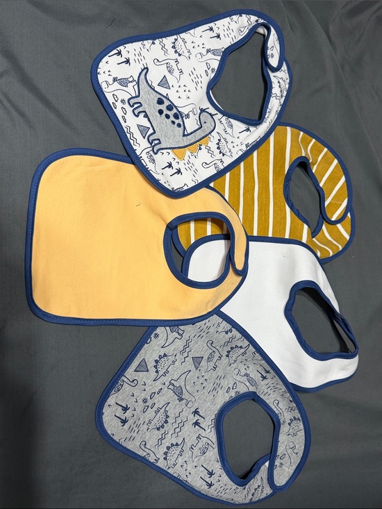 Sandy & Simon Other - Unbranded Kids Bib Set - Mustard, Yellow, White & Navy Trim